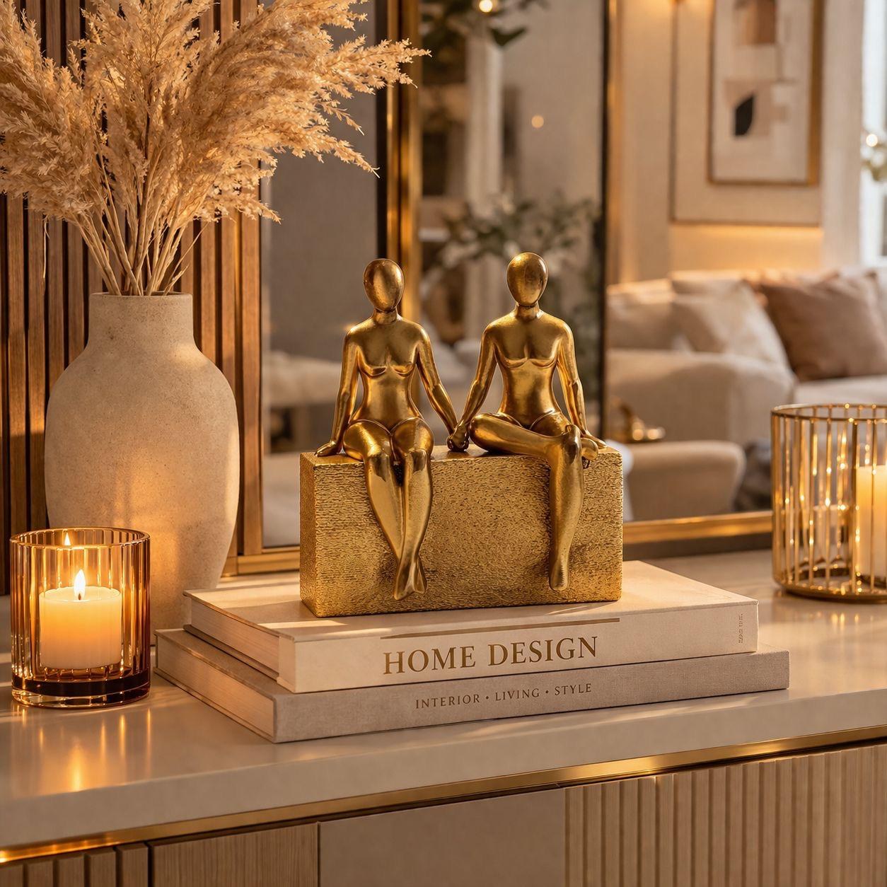 Altın Oturan Çift Heykeli – Salon